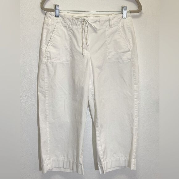 Talbots - White Heritage Lightweight Summer Capri Drawstring Pants Women's 4P - Picture 1 of 5